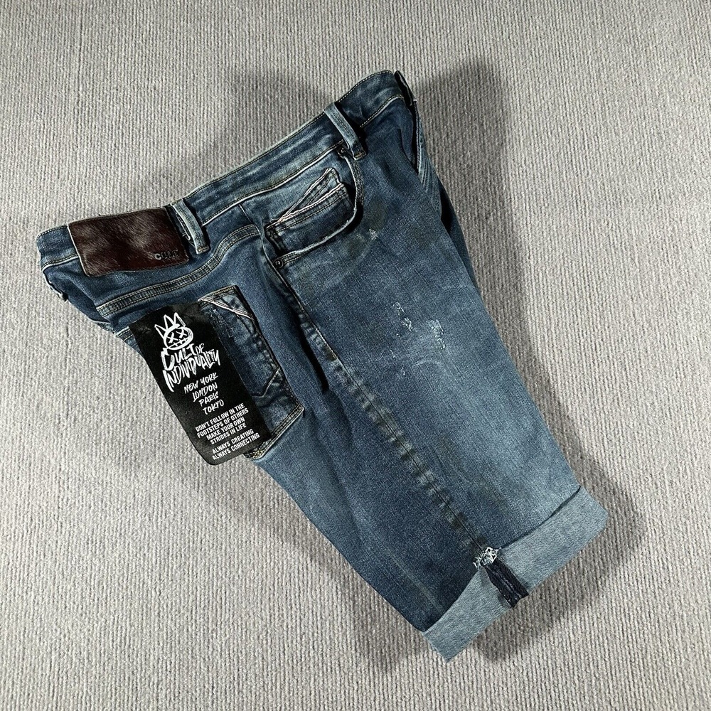 Cult of Individuality Rocker Dark Wash Distressed‎ Shorts Stretch Size 34 NWT